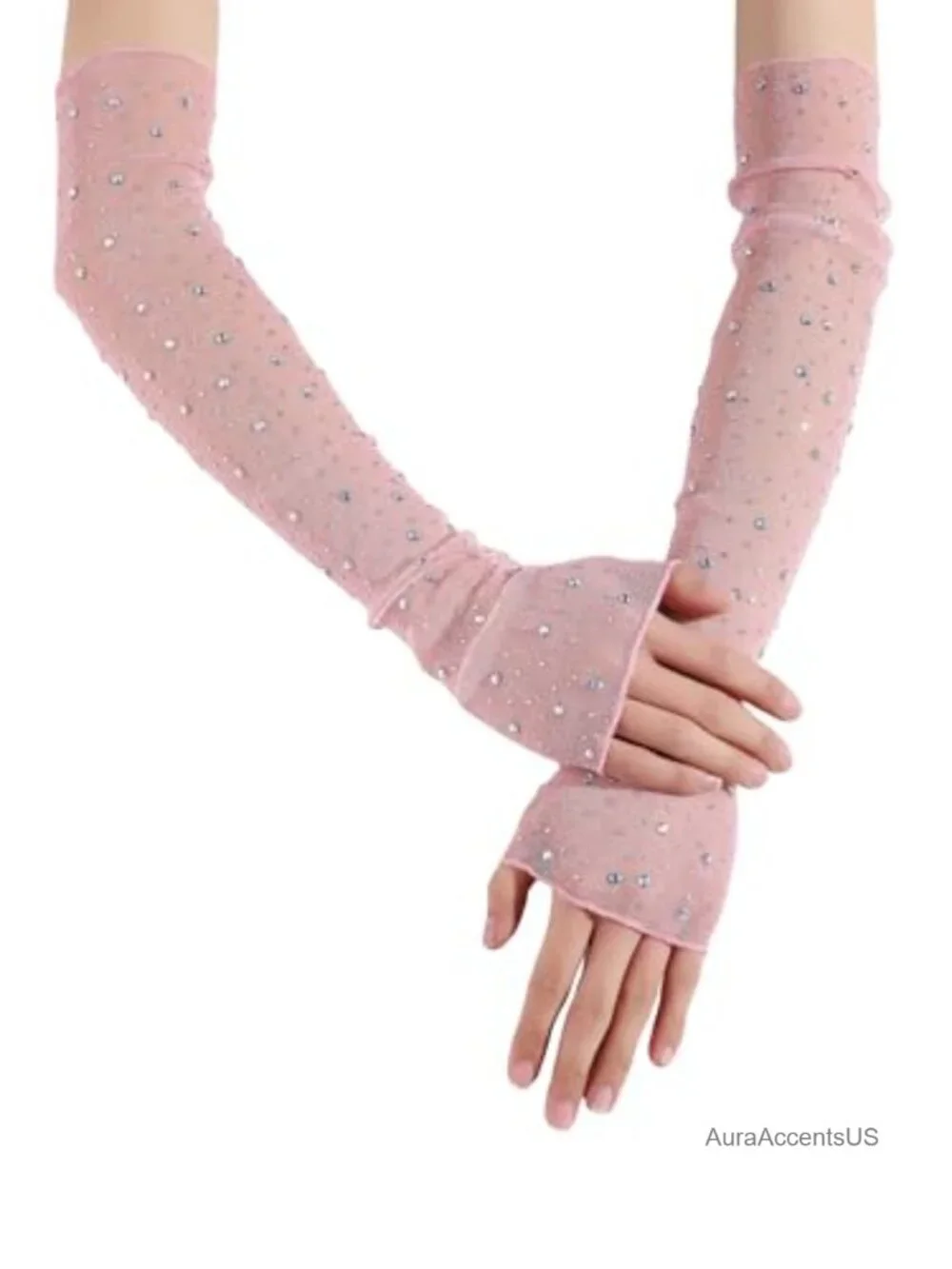 Wedding Fingerless Lace Gloves Sheer Long Tulle Arm Warmers